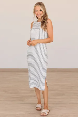 Thread & Supply Seaside Views Striped Dress- Ivory