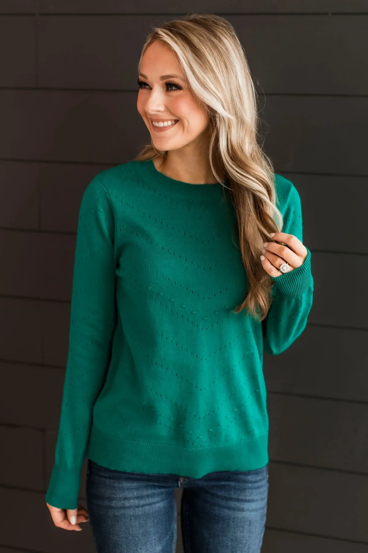 Timeless Allure Knit Sweater- Emerald
