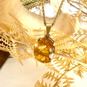 Timeless Citrine Oval Yellow Gold Pendant