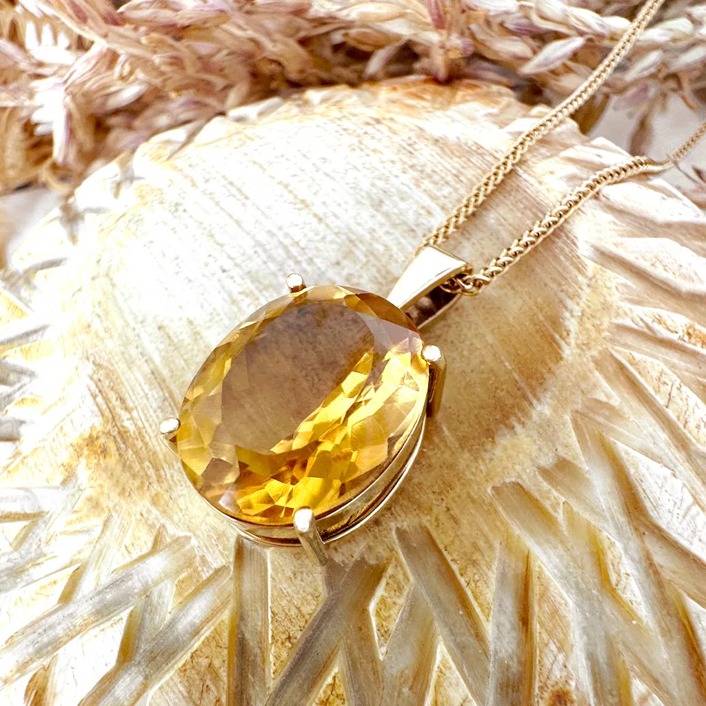 Timeless Citrine Oval Yellow Gold Pendant