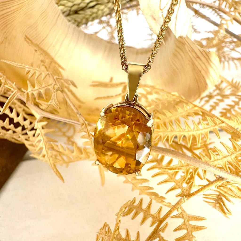 Timeless Citrine Oval Yellow Gold Pendant