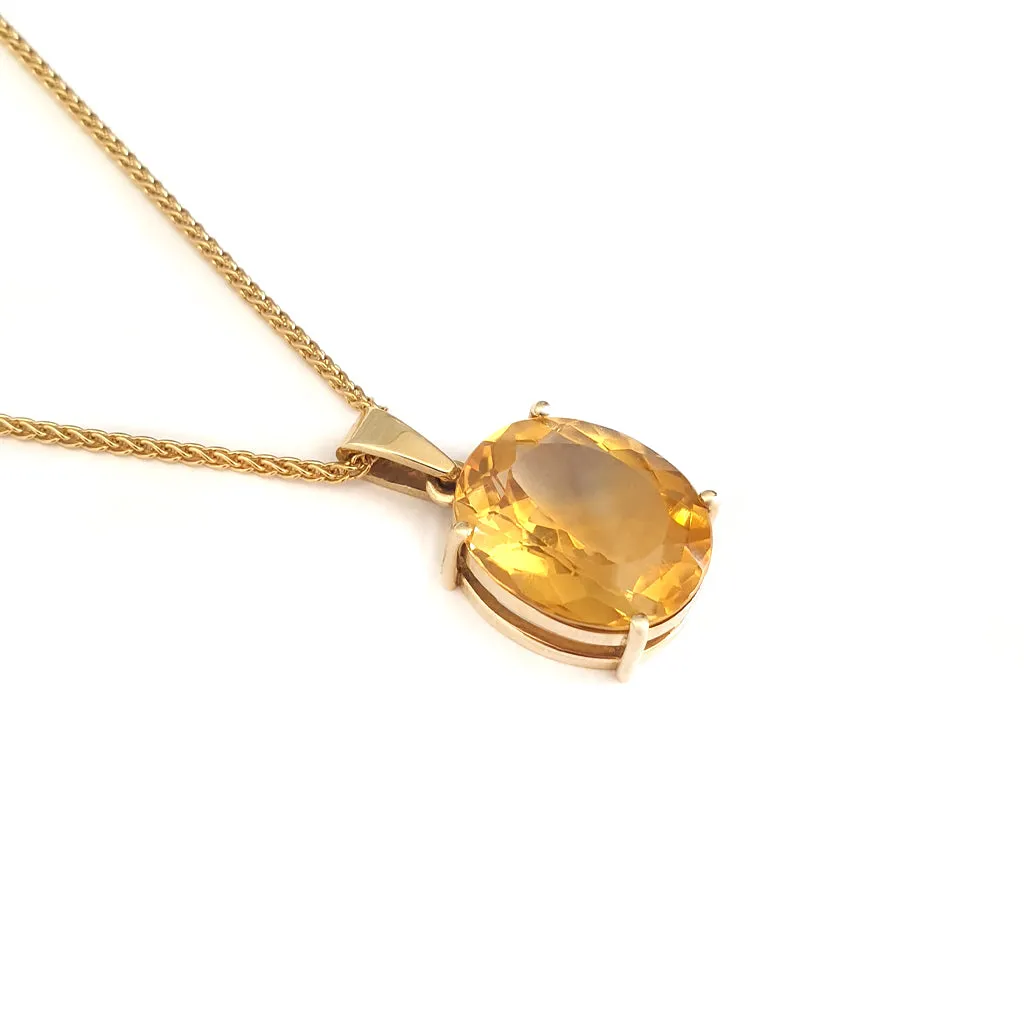 Timeless Citrine Oval Yellow Gold Pendant