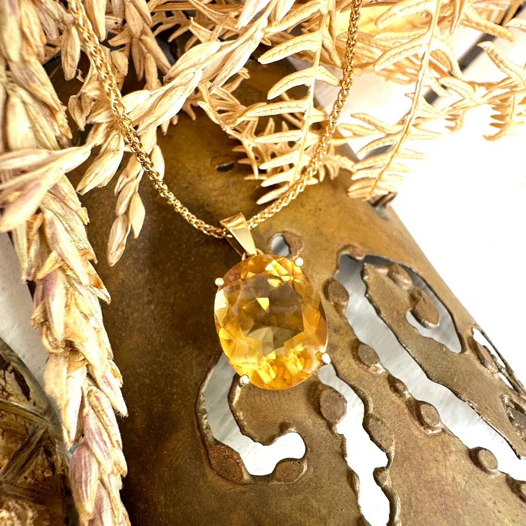 Timeless Citrine Oval Yellow Gold Pendant