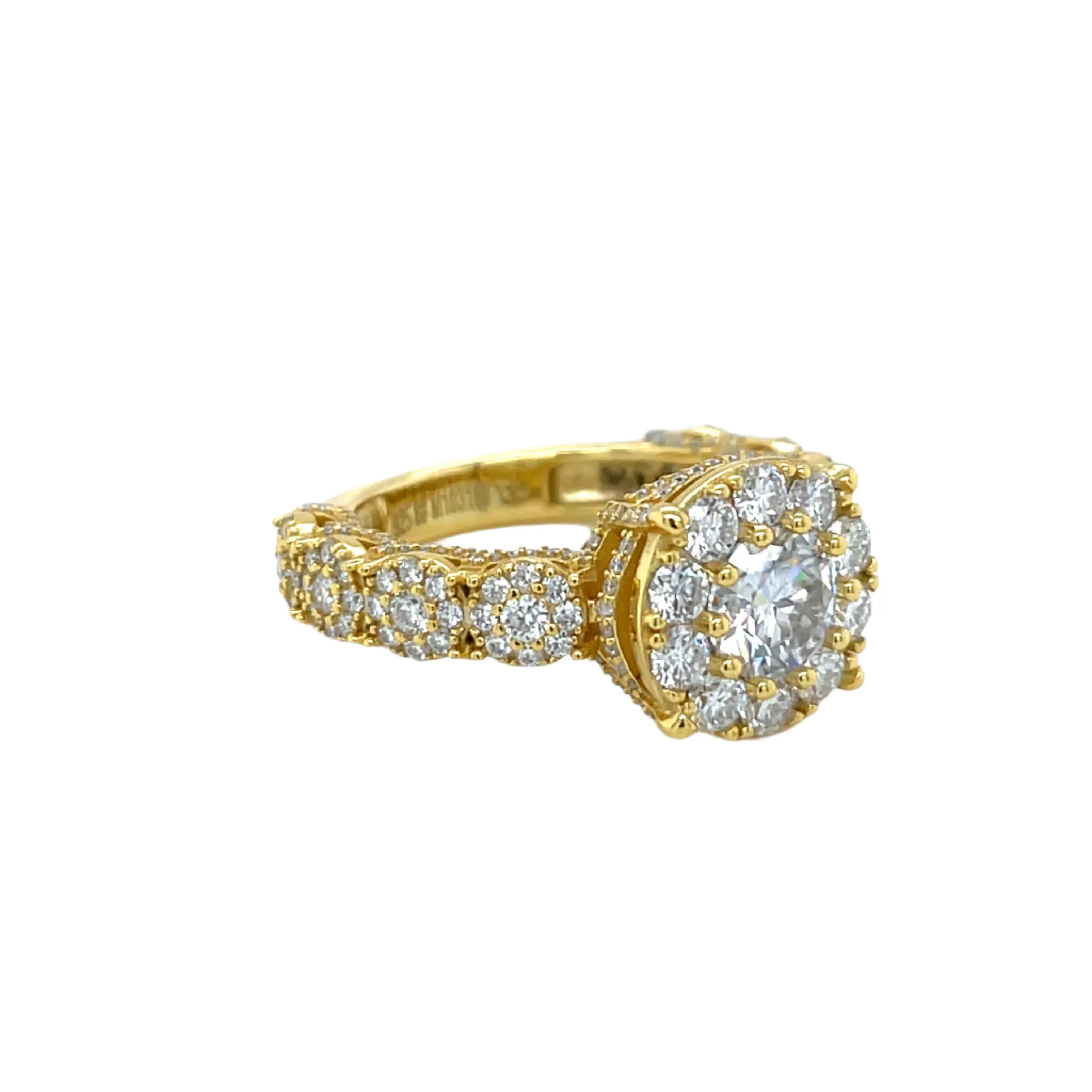 Timeless Halo Engagement Ring with Round Lab-Created Moissanite in Sterling Silver 925 - M103169