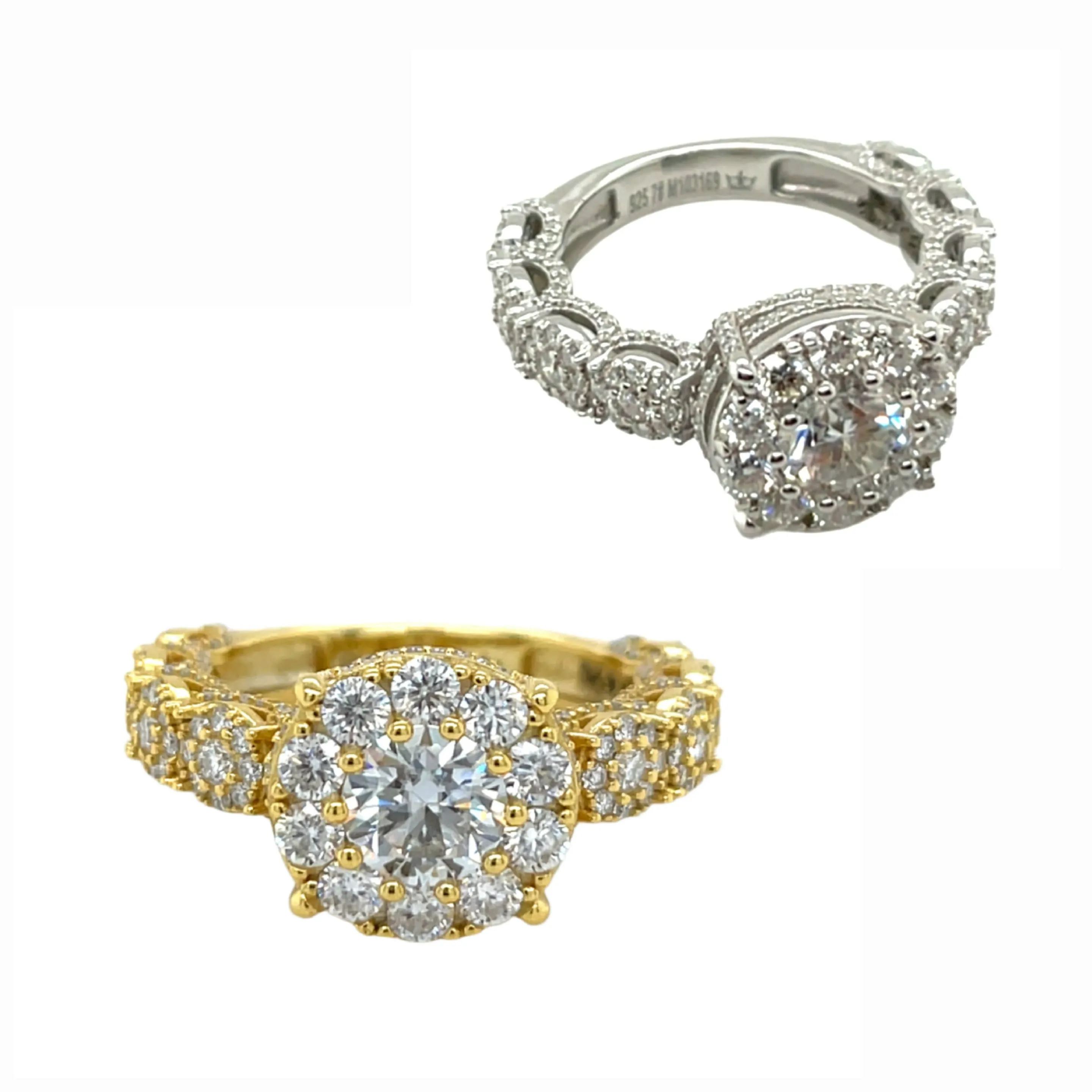 Timeless Halo Engagement Ring with Round Lab-Created Moissanite in Sterling Silver 925 - M103169