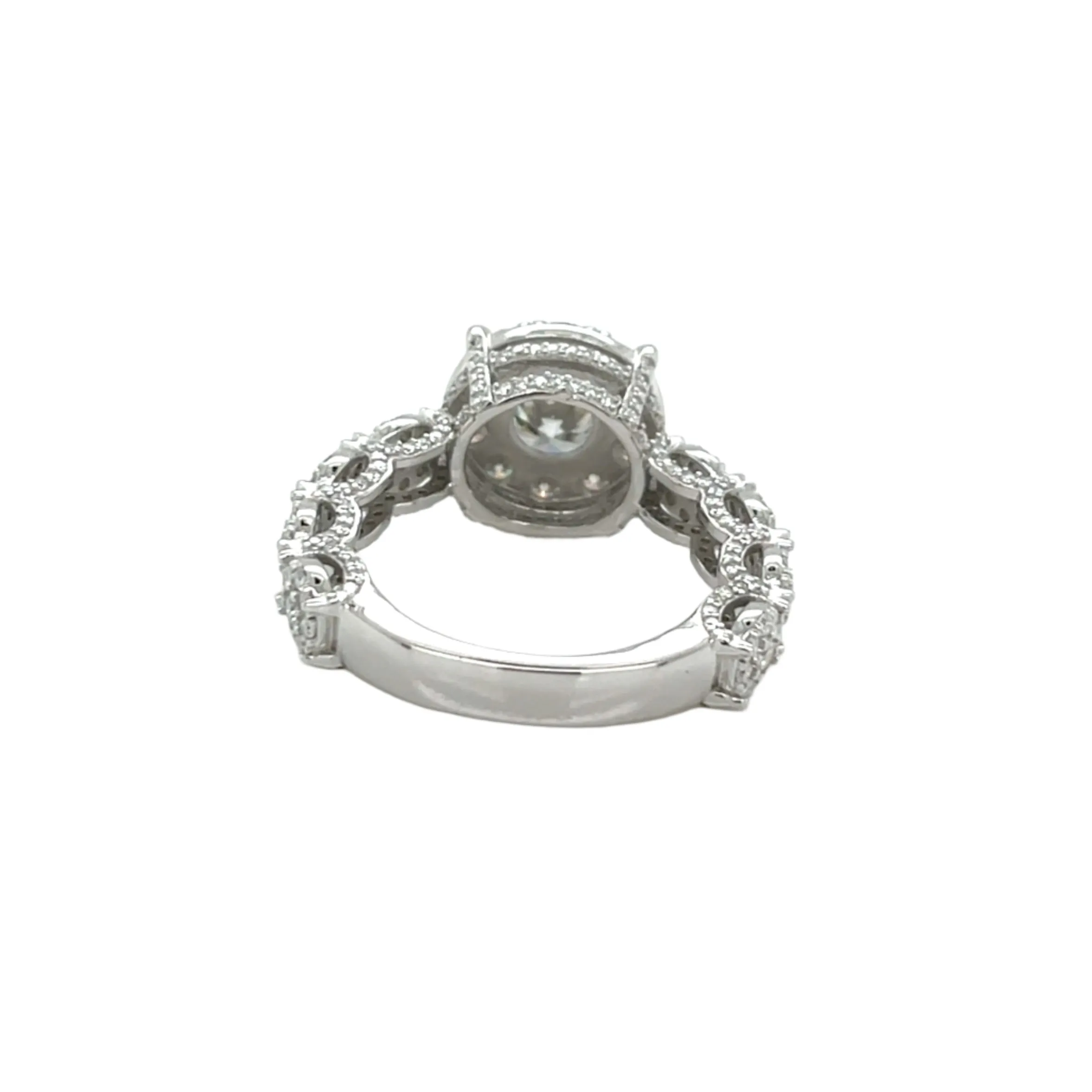 Timeless Halo Engagement Ring with Round Lab-Created Moissanite in Sterling Silver 925 - M103169