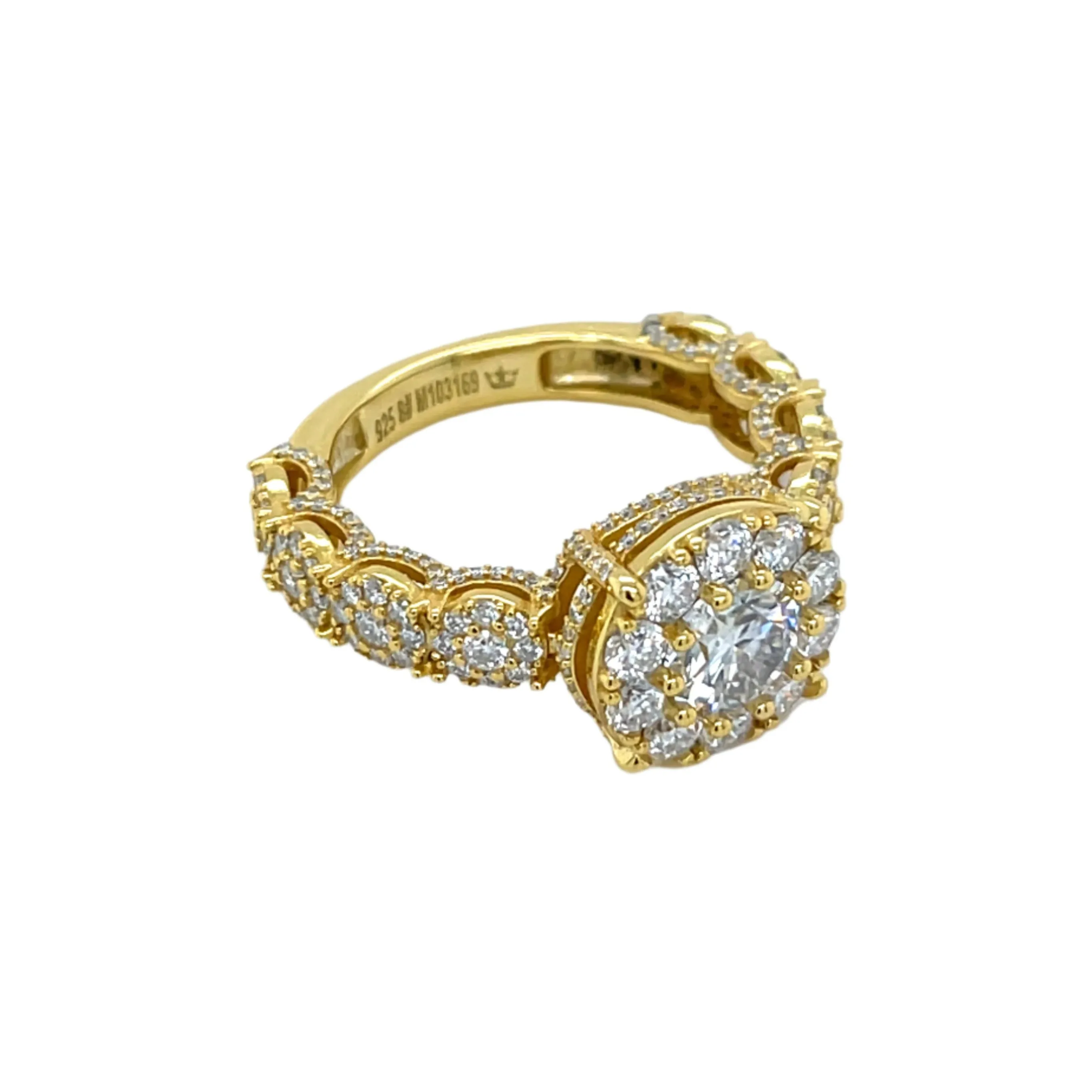 Timeless Halo Engagement Ring with Round Lab-Created Moissanite in Sterling Silver 925 - M103169