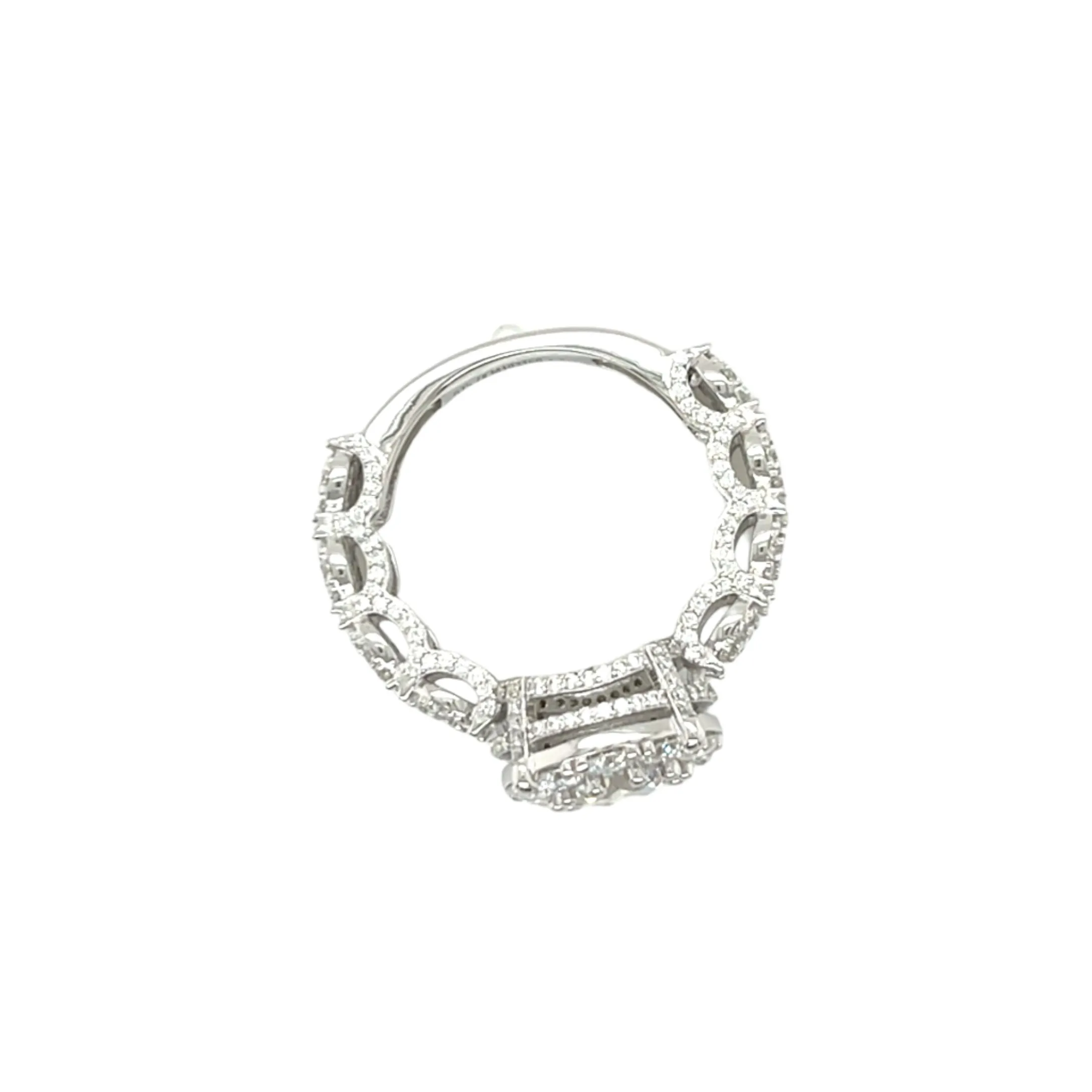 Timeless Halo Engagement Ring with Round Lab-Created Moissanite in Sterling Silver 925 - M103169