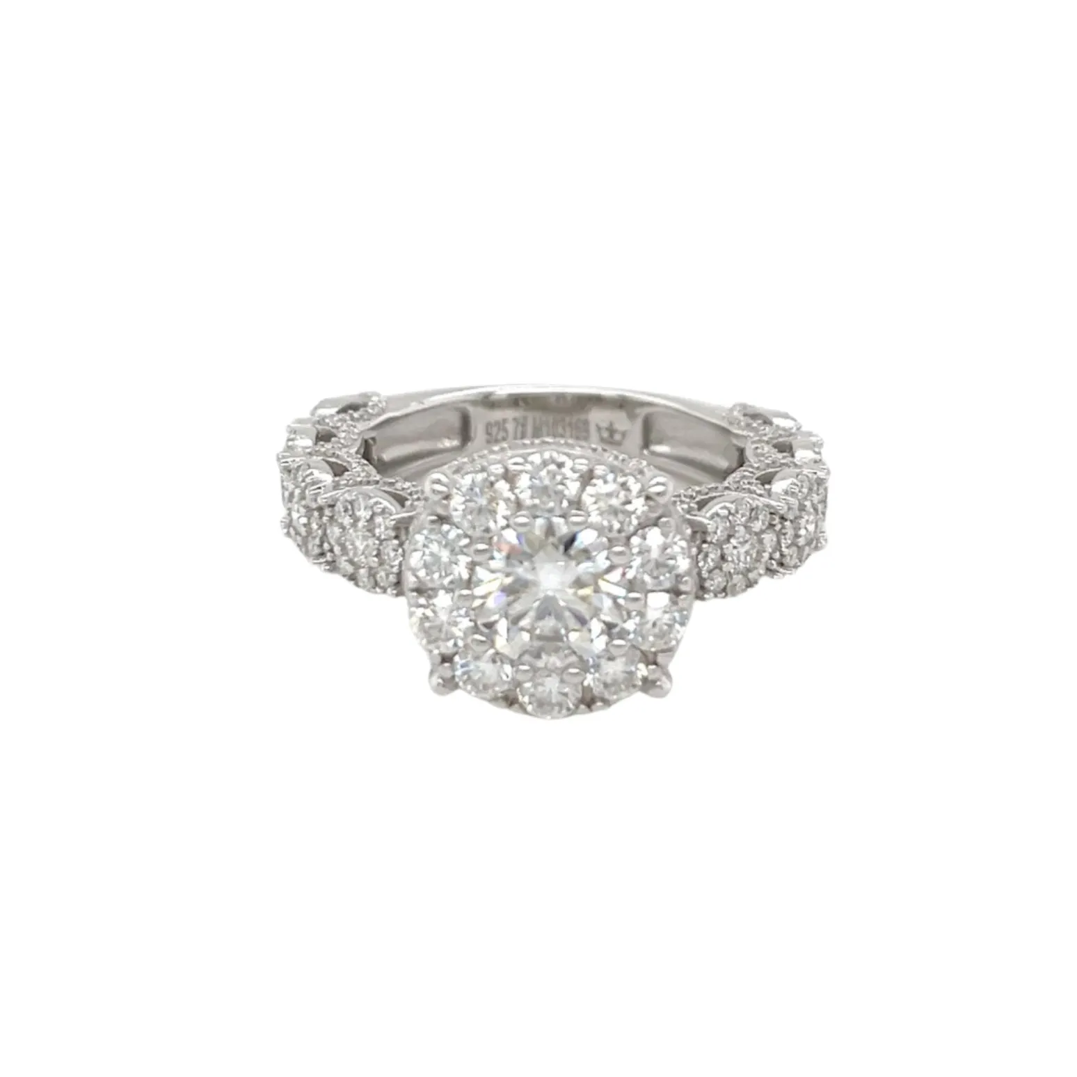 Timeless Halo Engagement Ring with Round Lab-Created Moissanite in Sterling Silver 925 - M103169