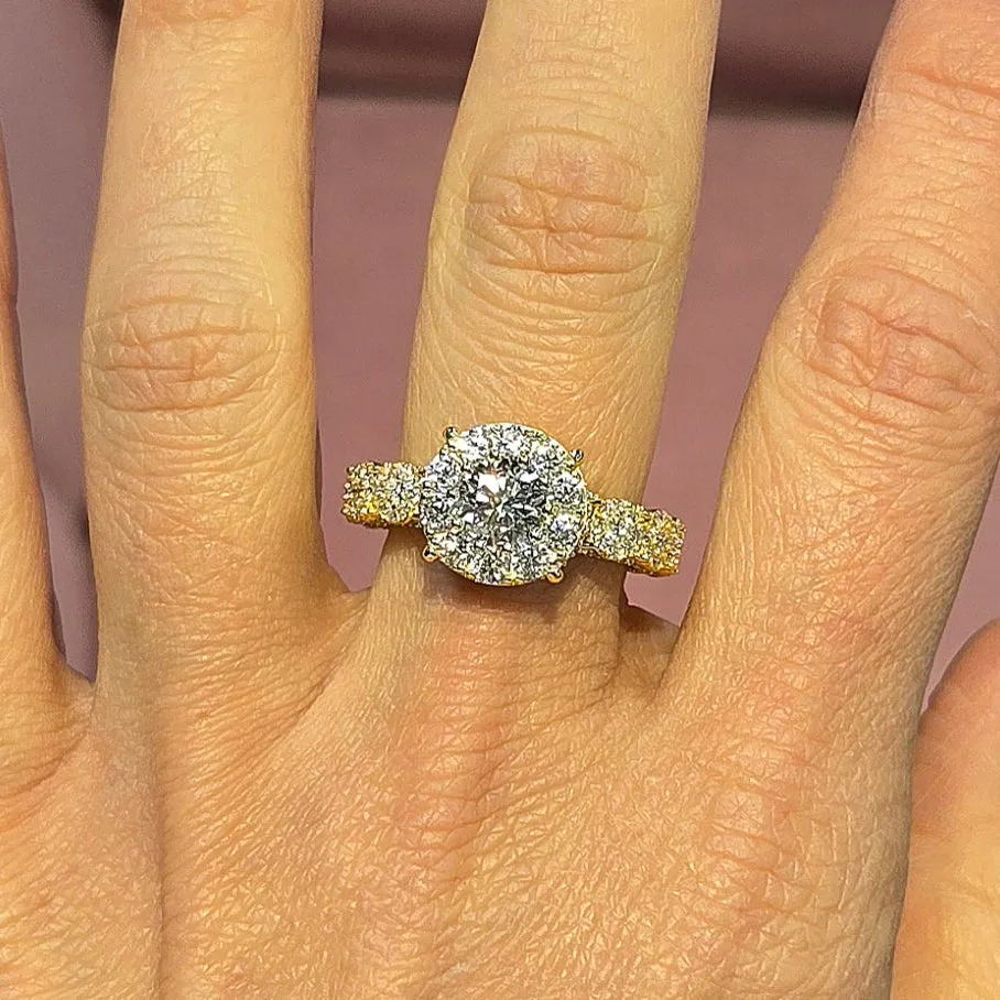 Timeless Halo Engagement Ring with Round Lab-Created Moissanite in Sterling Silver 925 - M103169