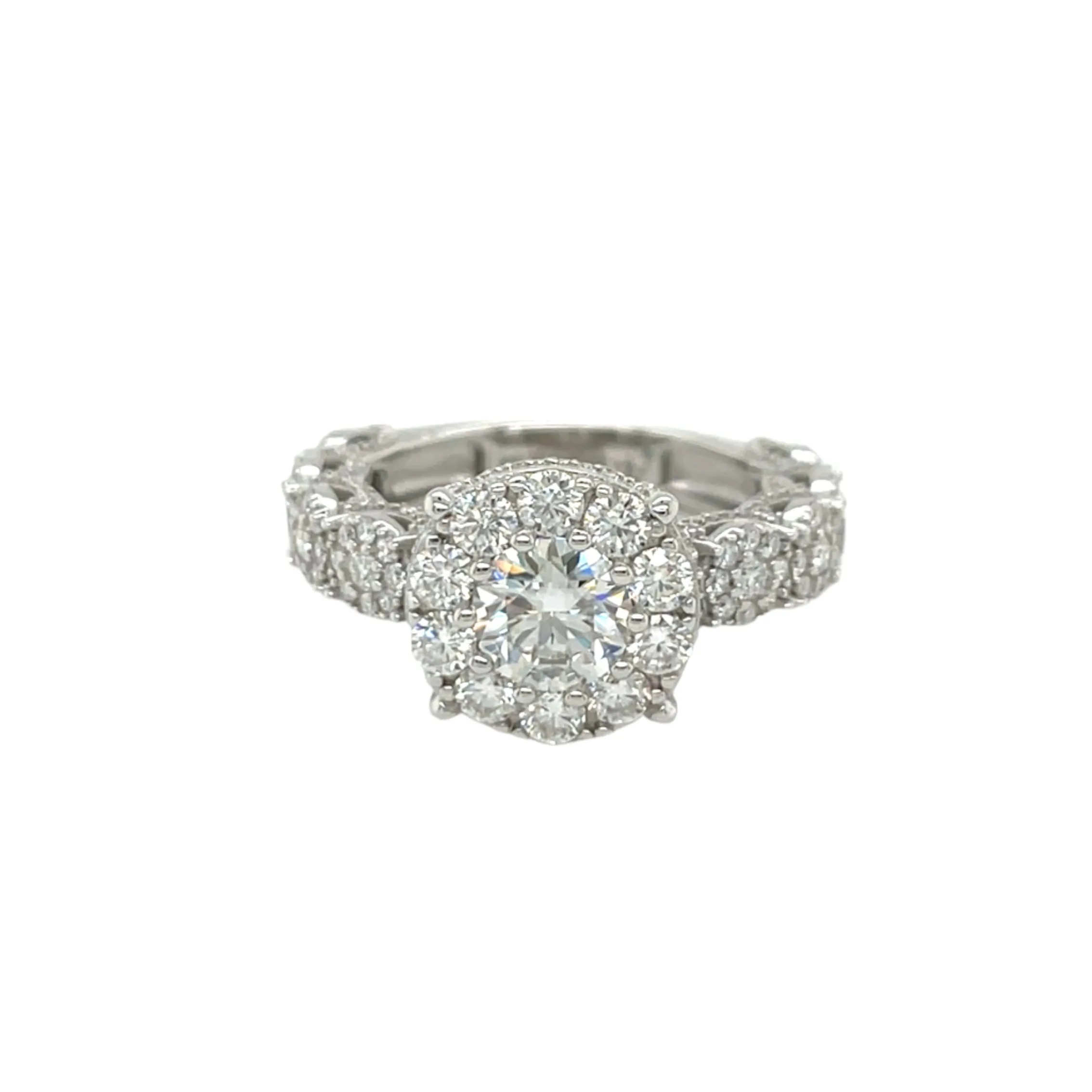 Timeless Halo Engagement Ring with Round Lab-Created Moissanite in Sterling Silver 925 - M103169