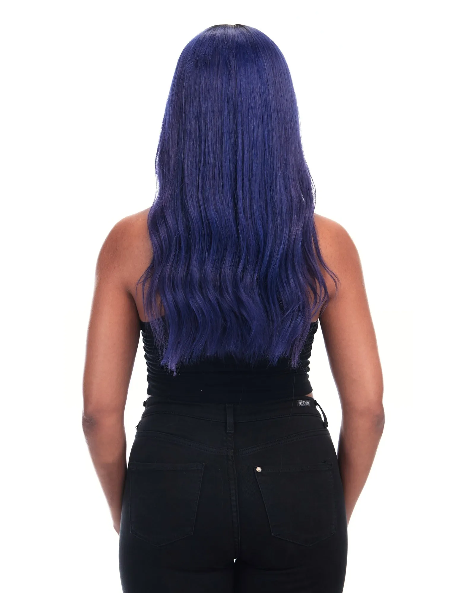Tokyo Stylez - Knight Rider Blue Human Hair Wig 24" Straight
