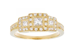 Triple Princess Diamond Ring