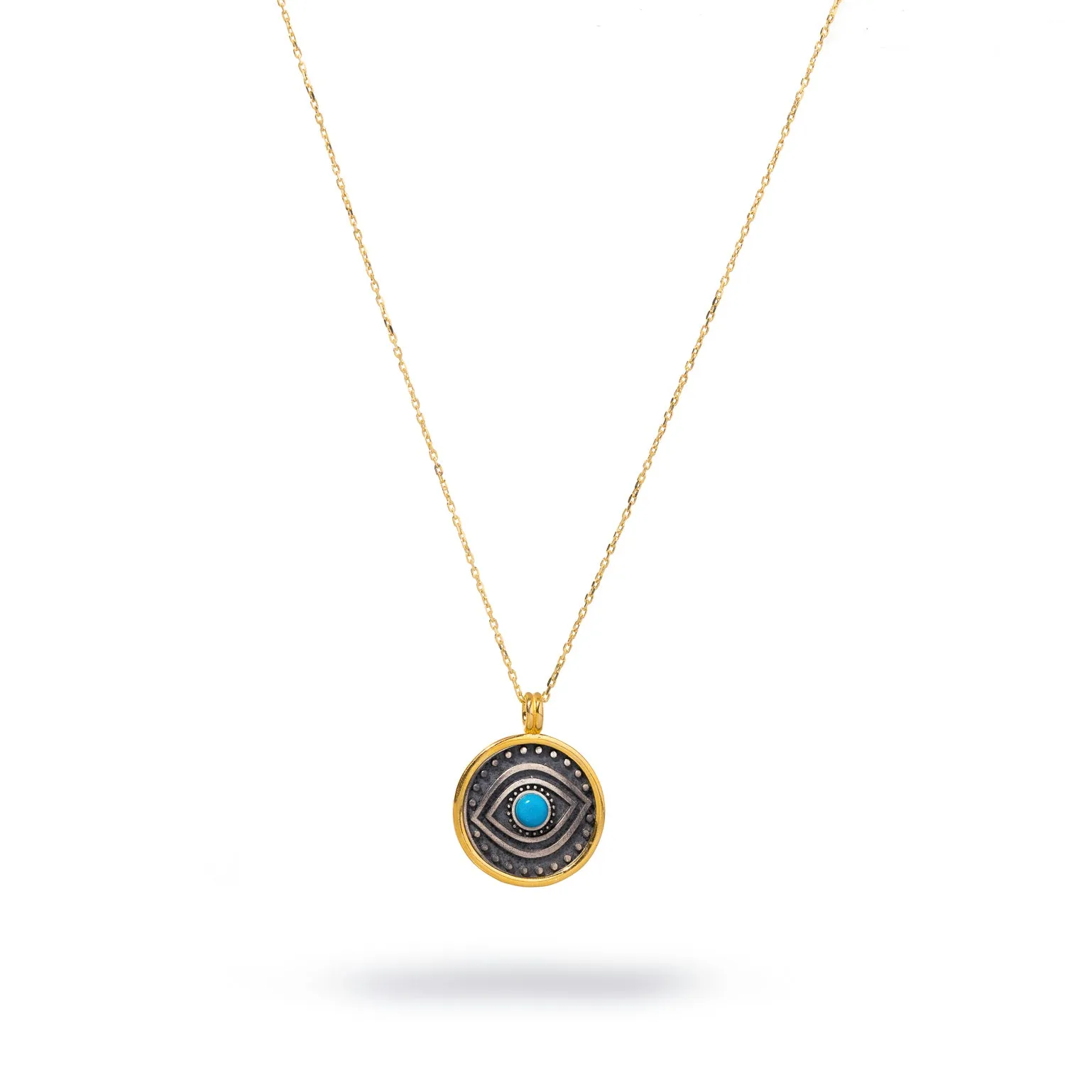 Turquoise & Sterling Silver Positive Energy Pendant Gold Necklace