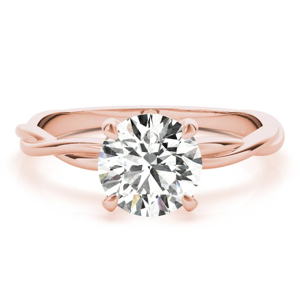 Twisted Vine Round Lab Grown Diamond Solitaire Engagement Ring IGI Certified