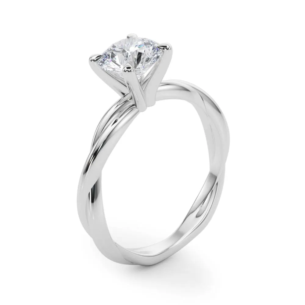 Twisted Vine Round Lab Grown Diamond Solitaire Engagement Ring IGI Certified