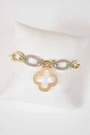 Two Link Clover Charm Bracelet