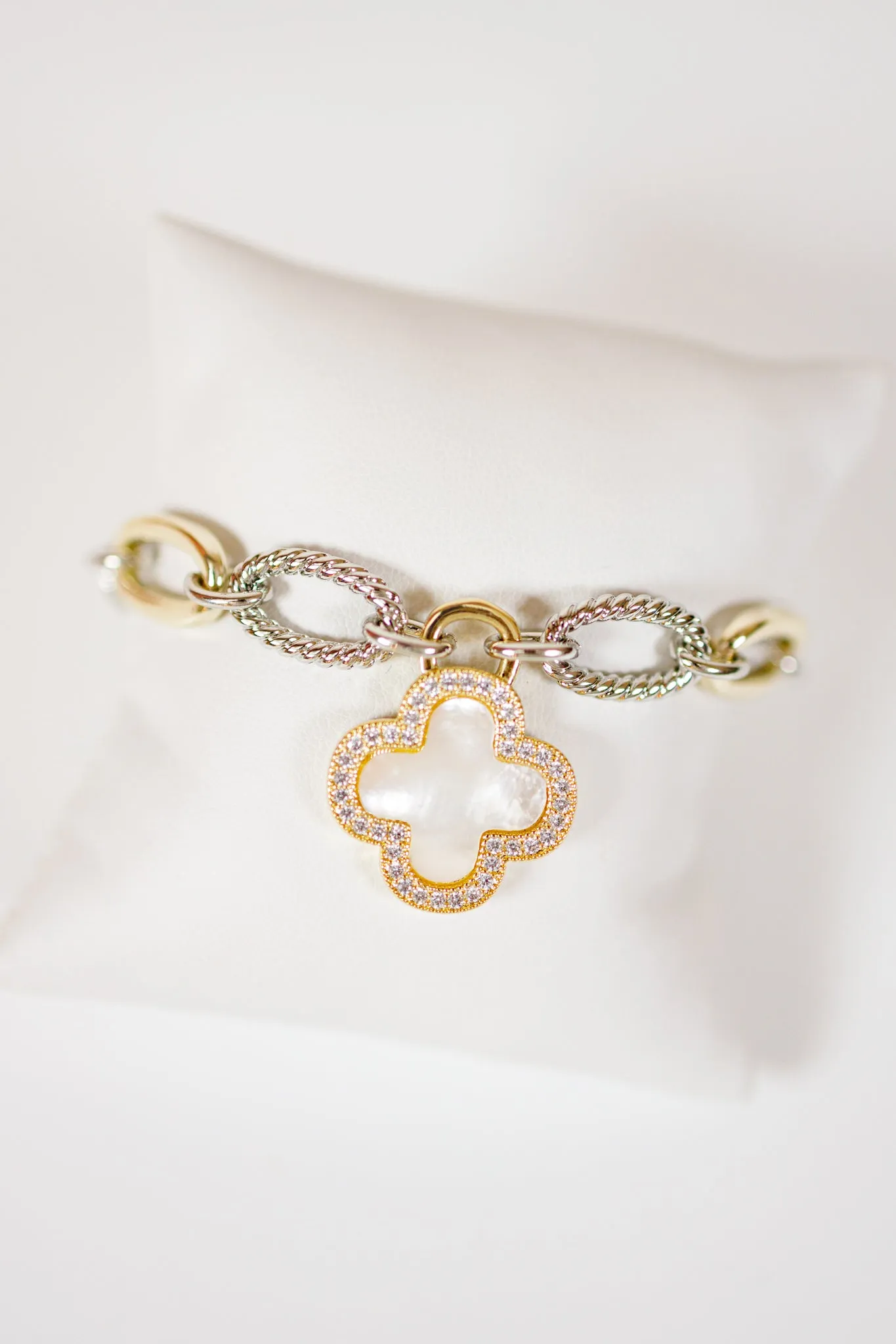 Two Link Clover Charm Bracelet
