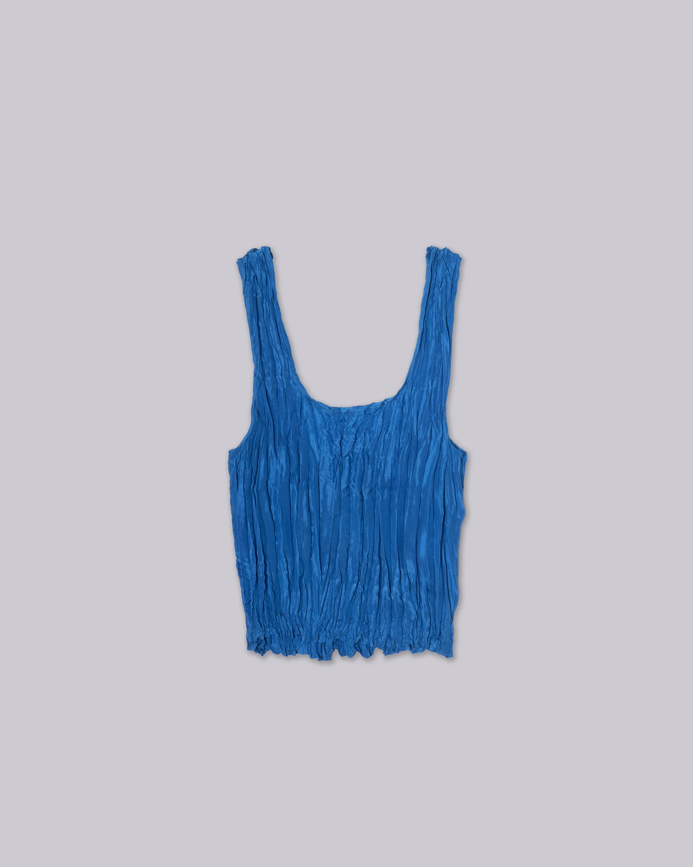 U-Neck Pleated Top in Cerulean