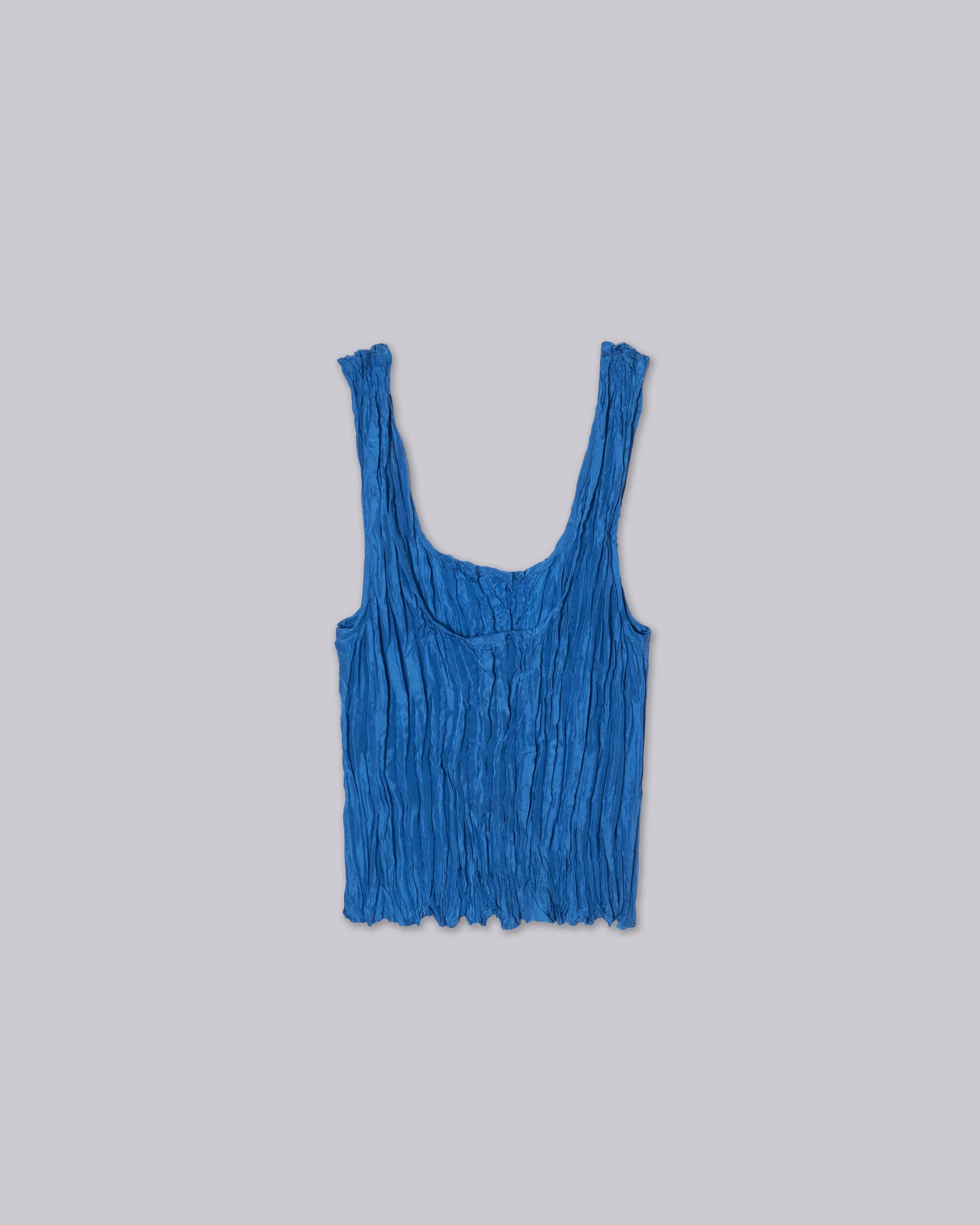 U-Neck Pleated Top in Cerulean