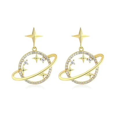 Unique Universe and Stars Diamond Earrings