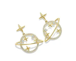 Unique Universe and Stars Diamond Earrings
