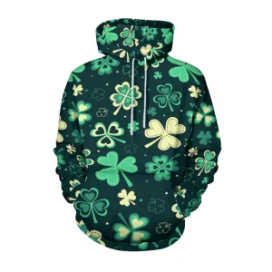 Unisex Hooded Clover Print Sweatshirt 2402000181