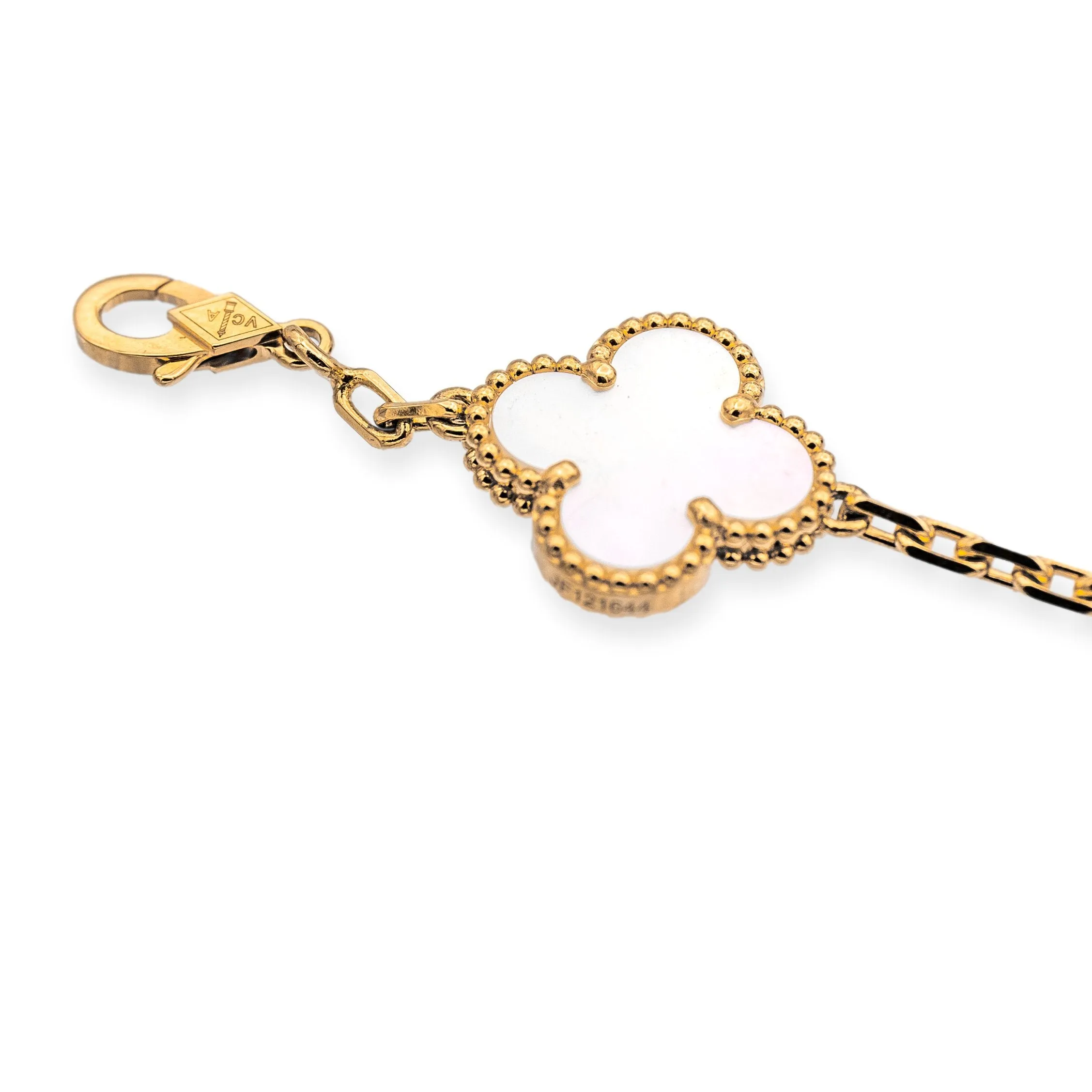 Van Cleef & Arpels Vintage Alhambra 5 Motif MOP 18KY Gold Bracelet NEW