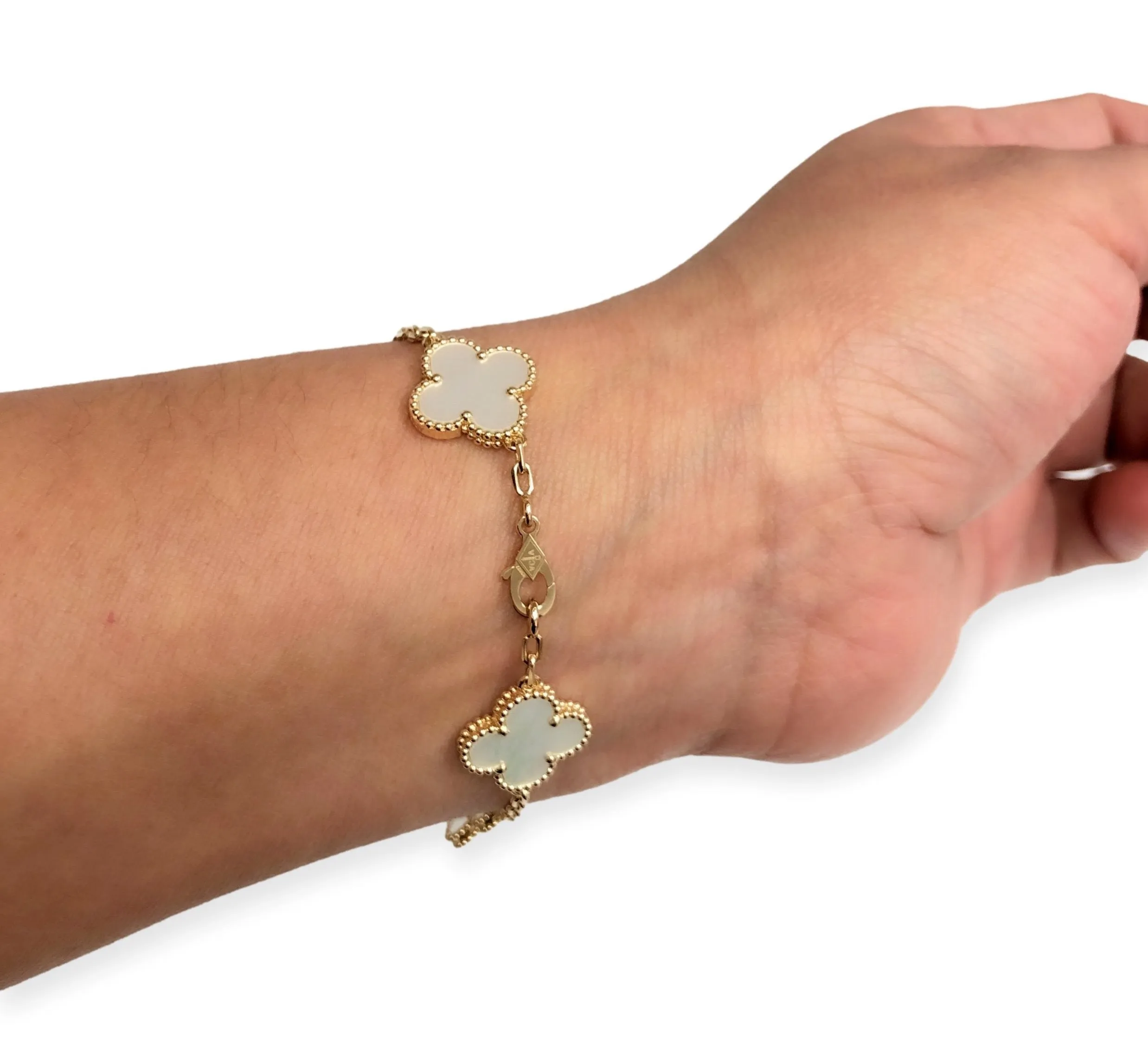 Van Cleef & Arpels Vintage Alhambra 5 Motif MOP 18KY Gold Bracelet NEW
