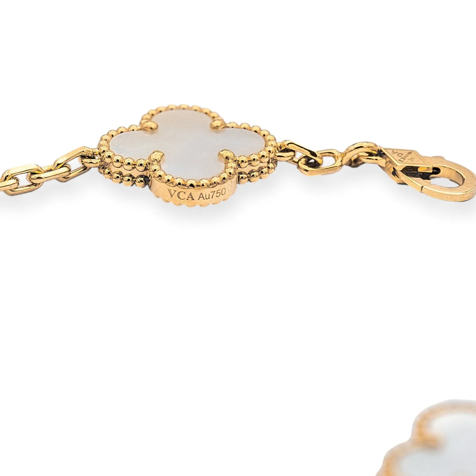 Van Cleef & Arpels Vintage Alhambra 5 Motif MOP 18KY Gold Bracelet NEW