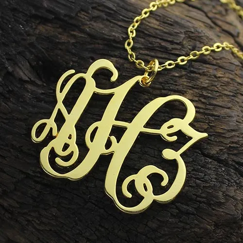 Vine Script Medium Monogram Necklace