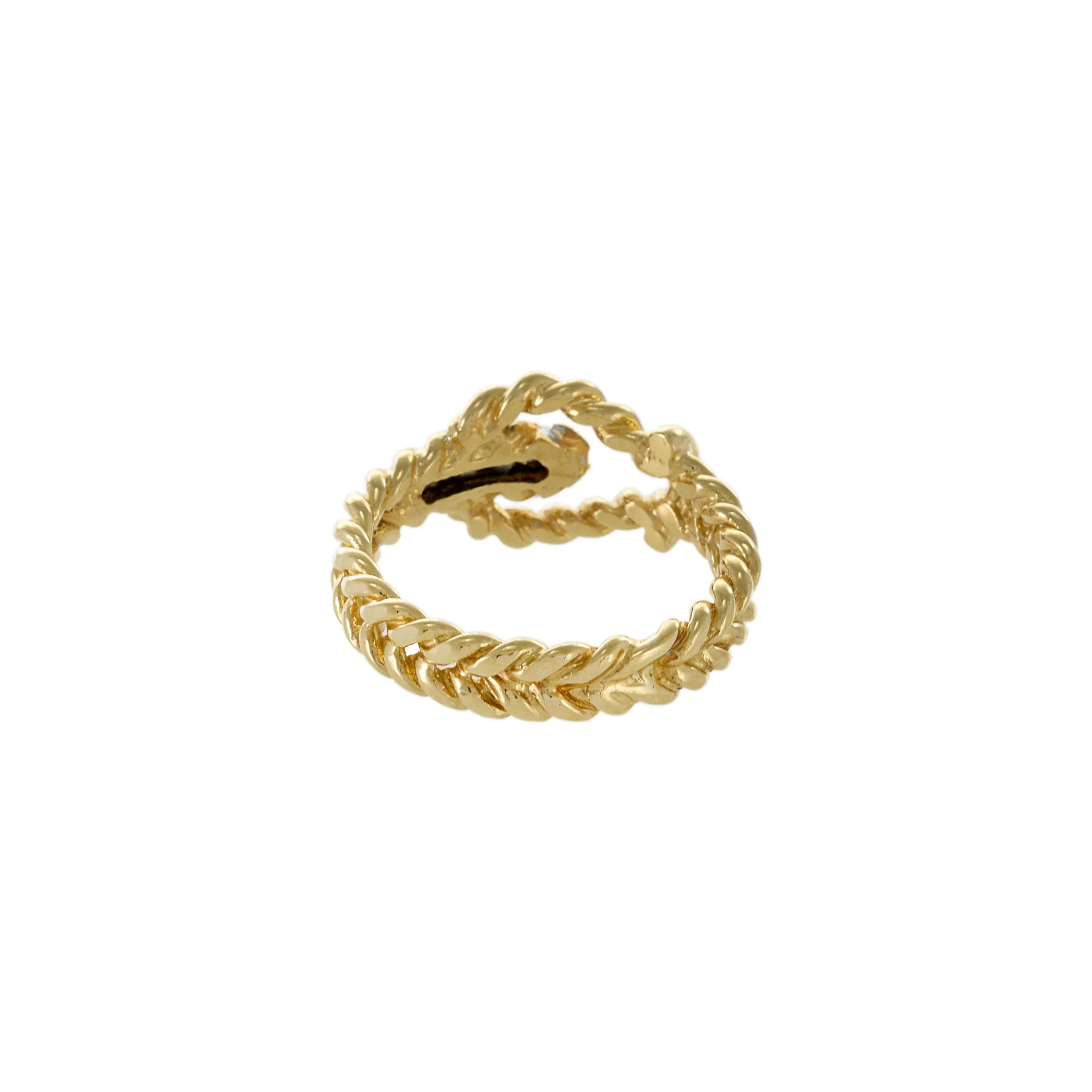 Vintage 1970s 18KT Yellow Gold Diamond Rope Ring