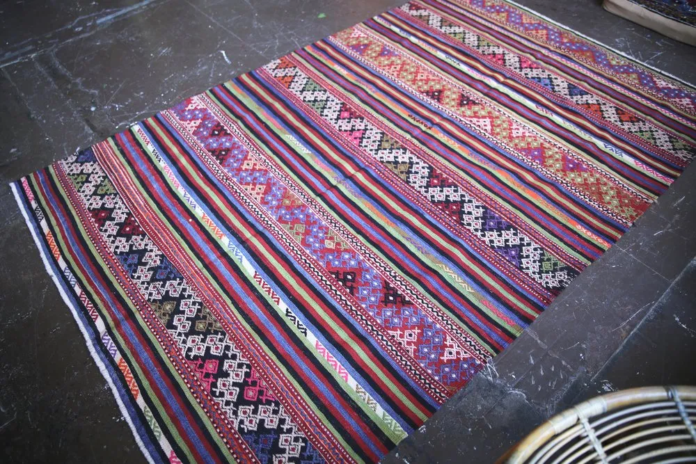 Vintage Aegean Cicim Kilim 5.2ftx8.3ft