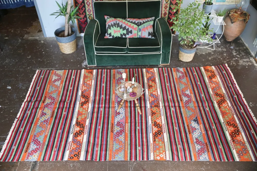 Vintage Aegean Cicim Kilim 5.7ftx10.4ft