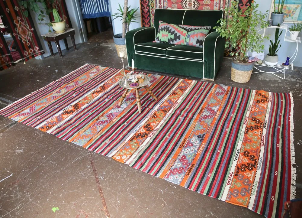Vintage Aegean Cicim Kilim 5.7ftx10.4ft