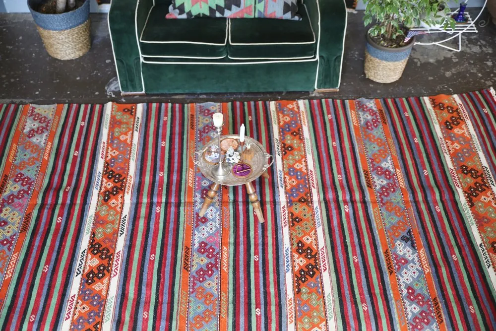 Vintage Aegean Cicim Kilim 5.7ftx10.4ft