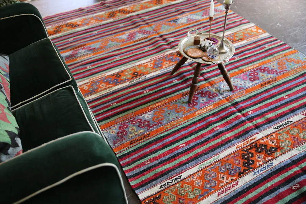 Vintage Aegean Cicim Kilim 5.7ftx10.4ft