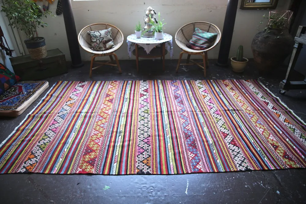 Vintage Aegean Cicim Kilim 5.7ftx10ft