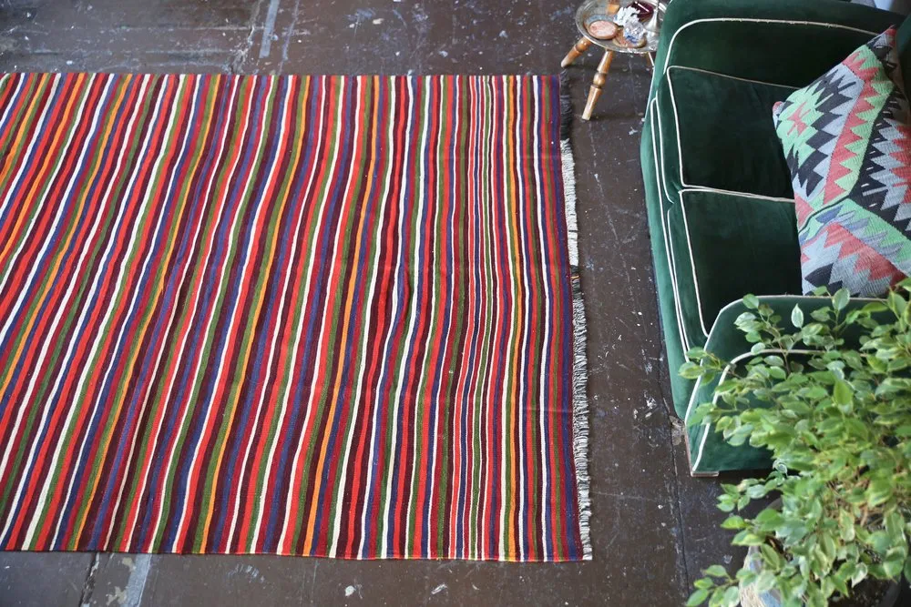 Vintage Aegean Kilim 6.3ftx12.10ft