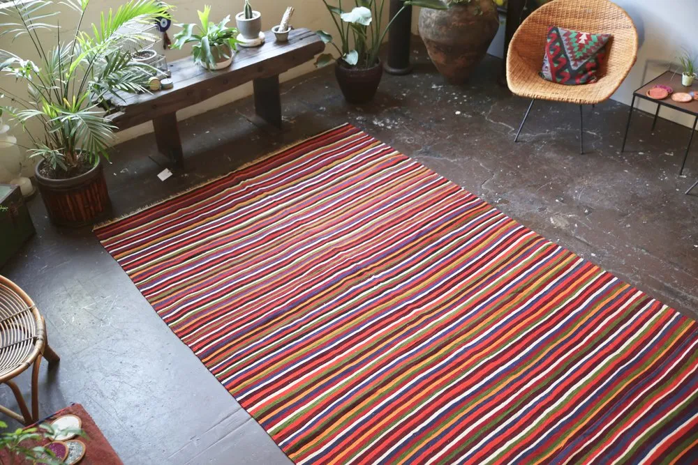 Vintage Aegean Kilim 6.3ftx12.10ft