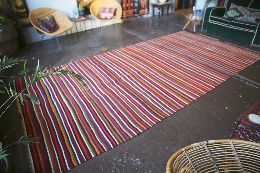 Vintage Aegean Kilim 6.3ftx12.10ft