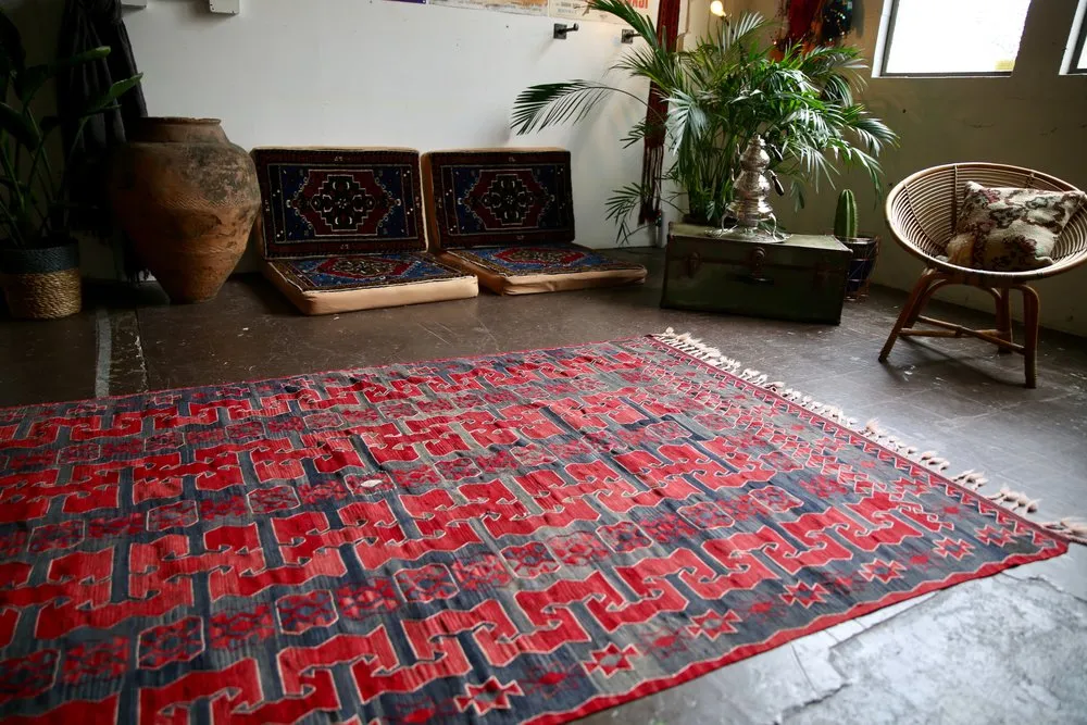 Vintage Balikesir Yuncu Kilim 5x8.9ft
