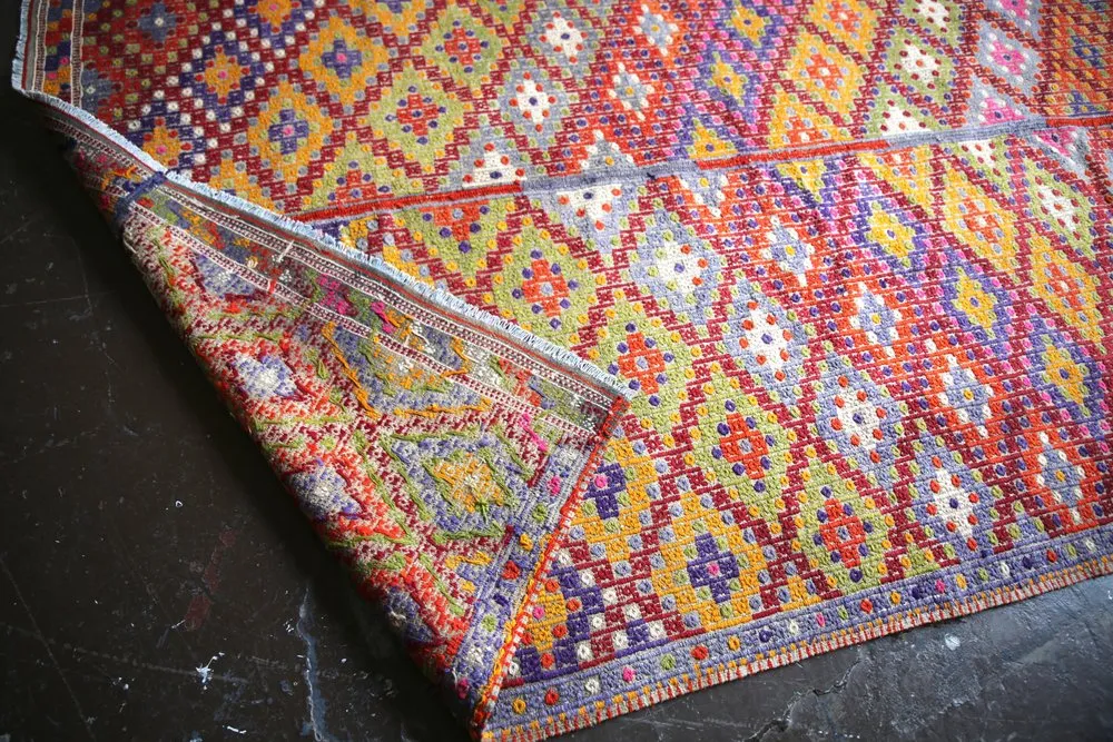 Vintage Denizli Cicim Kilim 5.9ftx8.11ft