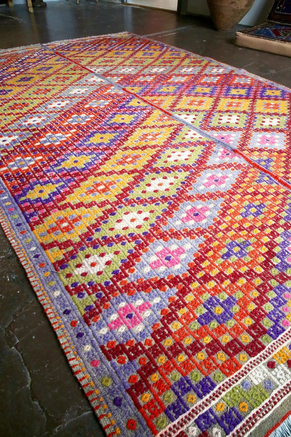 Vintage Denizli Cicim Kilim 5.9ftx8.11ft