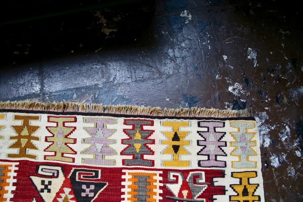Vintage Kayseri Kilim Runner 3.9ftx15.2ft