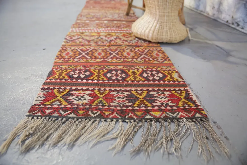 Vintage Maras Kilim Runner 2ft x 10.10ft