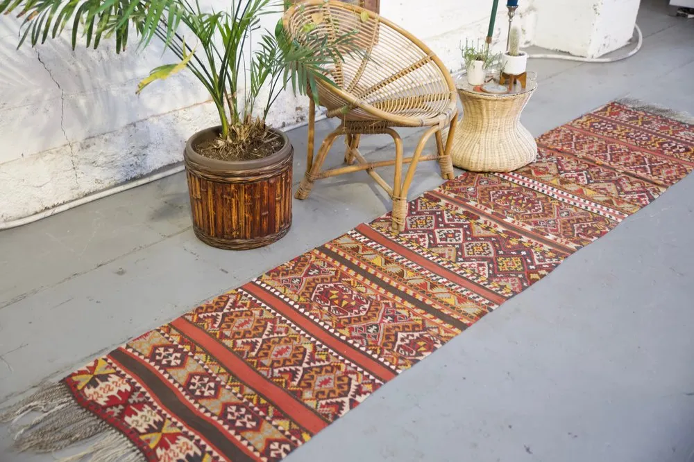 Vintage Maras Kilim Runner 2ft x 10.10ft