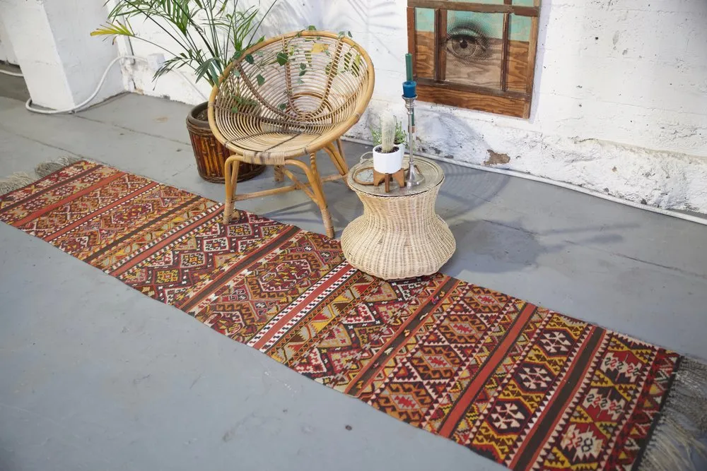 Vintage Maras Kilim Runner 2ft x 10.10ft