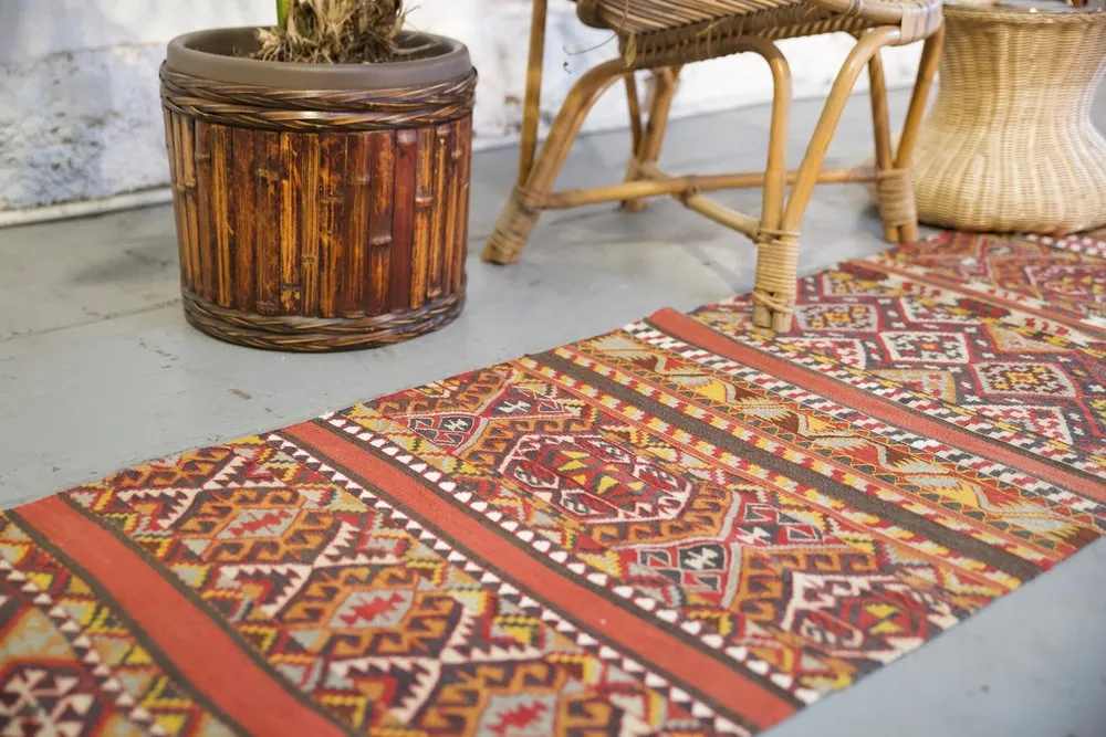 Vintage Maras Kilim Runner 2ft x 10.10ft