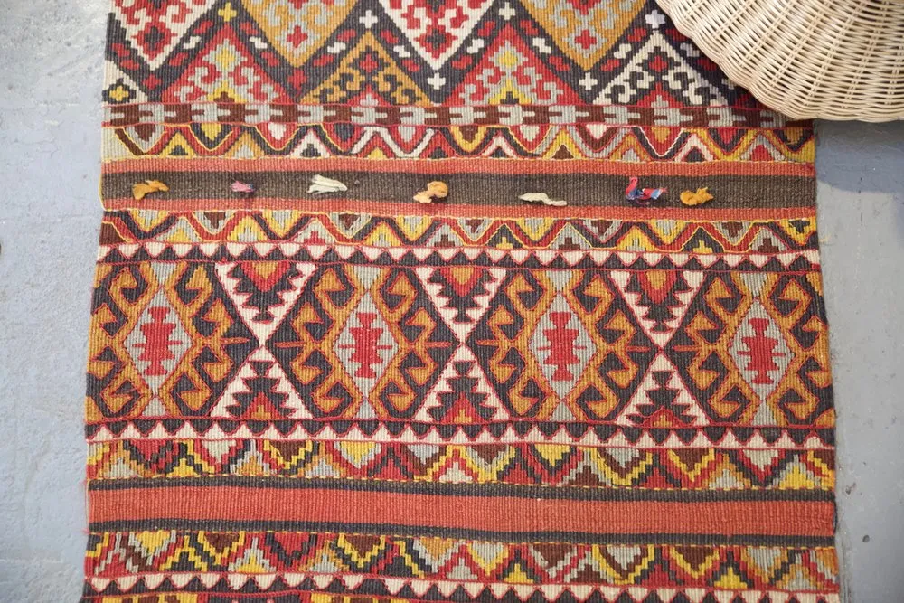 Vintage Maras Kilim Runner 2ft x 10.10ft